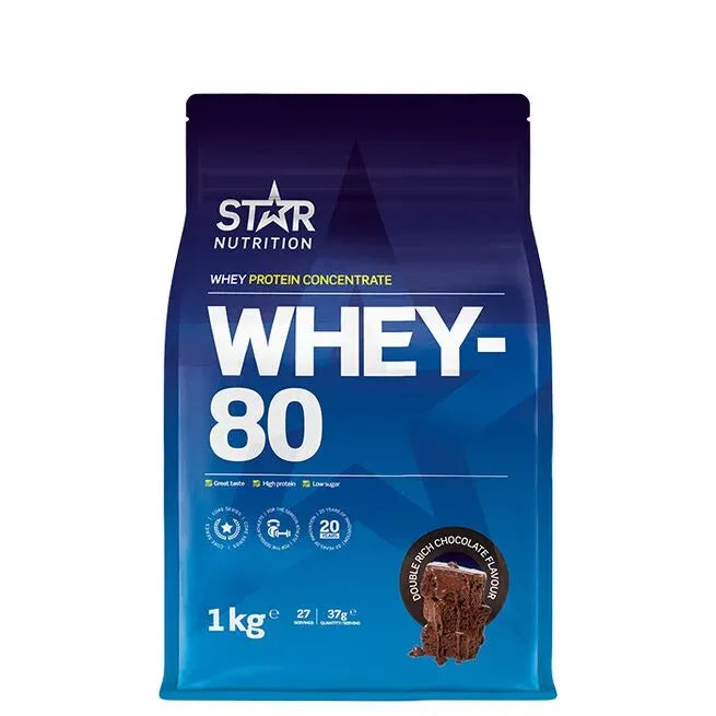 Star Nutrition Whey-80, 1 kg, Double Rich Chocolate