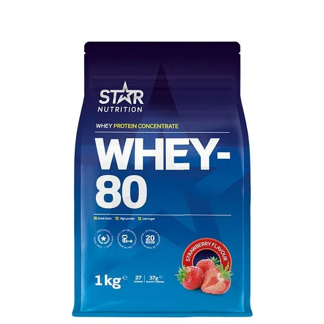 Star Nutrition Whey-80, 1 kg, Strawberry