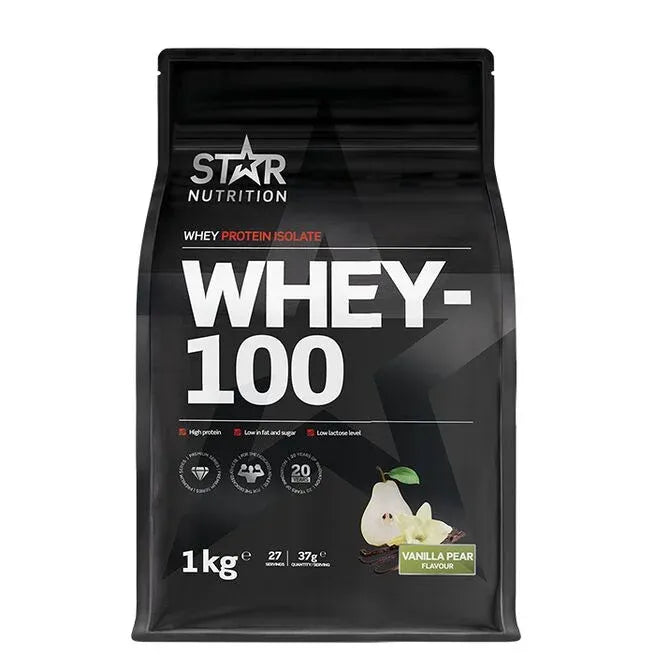 Star Nutrition WHEY-100, 1 kg, Vanilj & Päron
