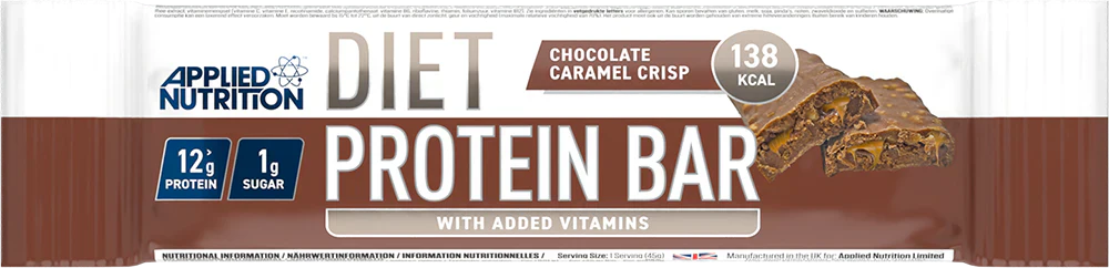Applied Nutrition Diet Protein Bar - 12 x 45 g Chocolate Caramel Crisp