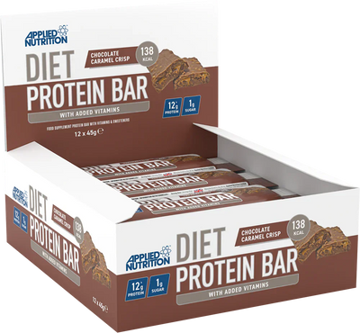 Applied Nutrition Diet Protein Bar - 12 x 45 g Chocolate Caramel Crisp