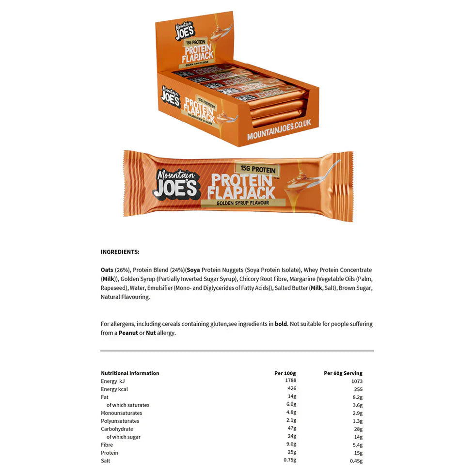 Mountain Joe's Protein Flapjacks - 16 x 60 g Golden Syrup
