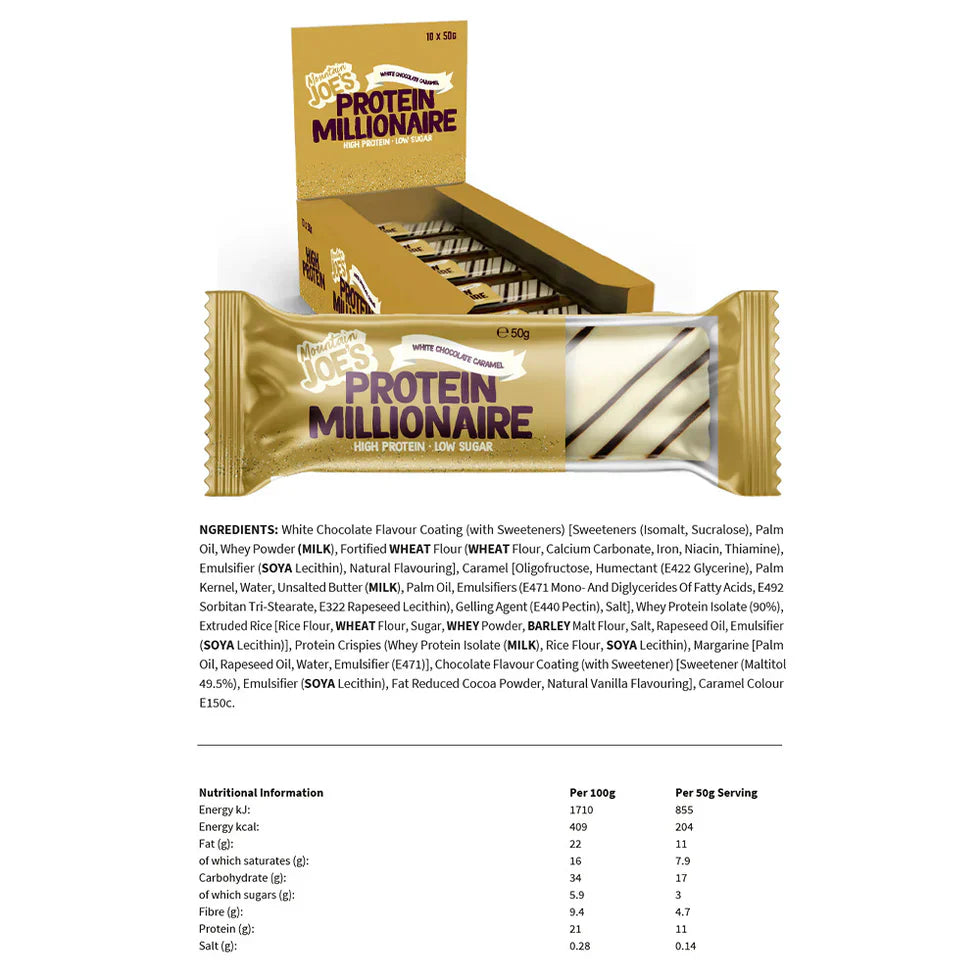 Mountain Joe's Protein Millionaire - 10 x 50 g White Chocolate Caramel