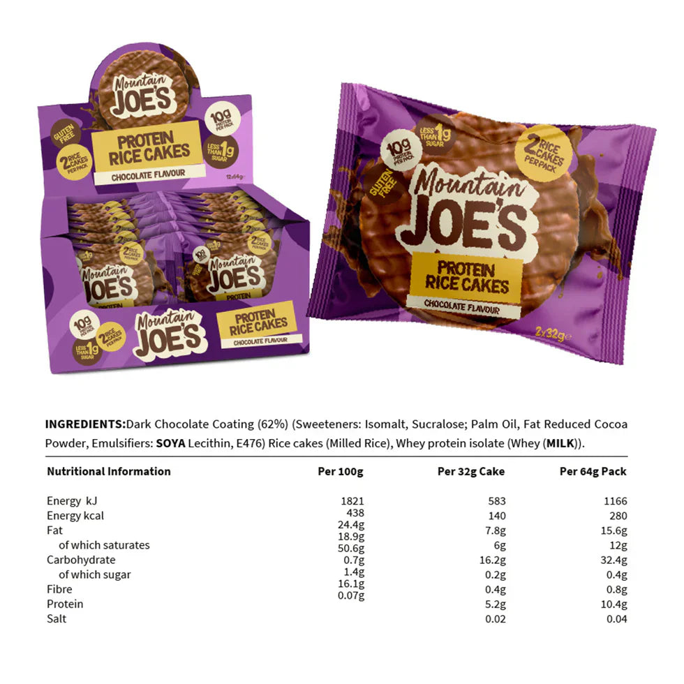 Mountain Joe's Protein Rice Cakes - 12 x 64 g Chocolate