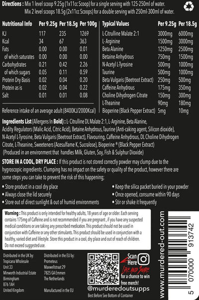 Murdered Out Insidious Pre-Workout - 463 g RedRum