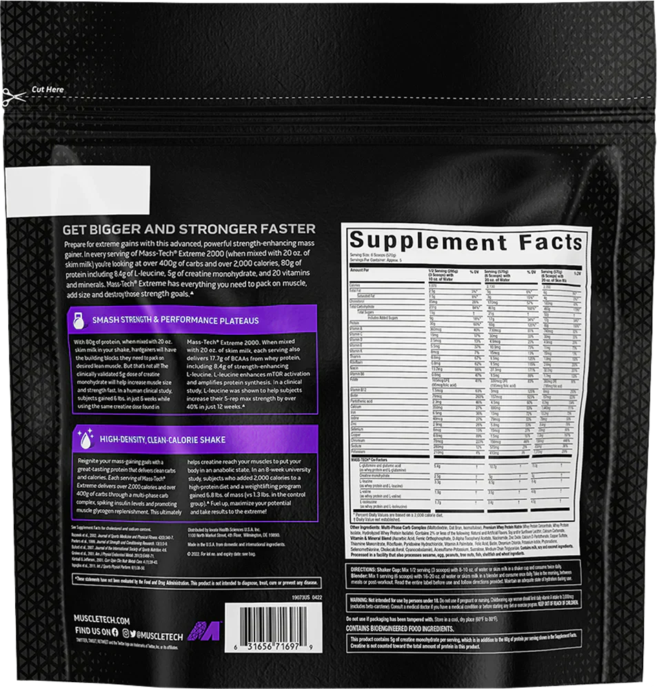 MuscleTech Mass Tech Extreme 2000 - 2720 g Vanilla Milkshake