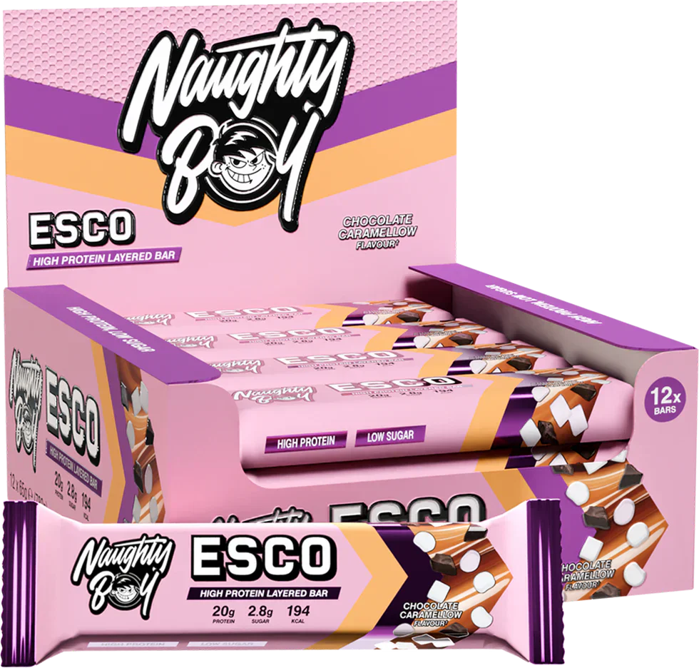 Naughty Boy ESCO Bar - 12 x 65 g Chocolate Caramellow