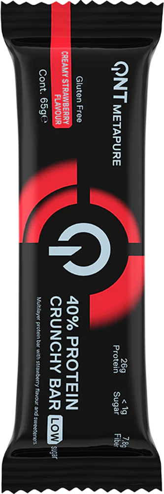 QNT 40% Protein Crunchy Bar - 12 x 65 g Creamy Strawberry