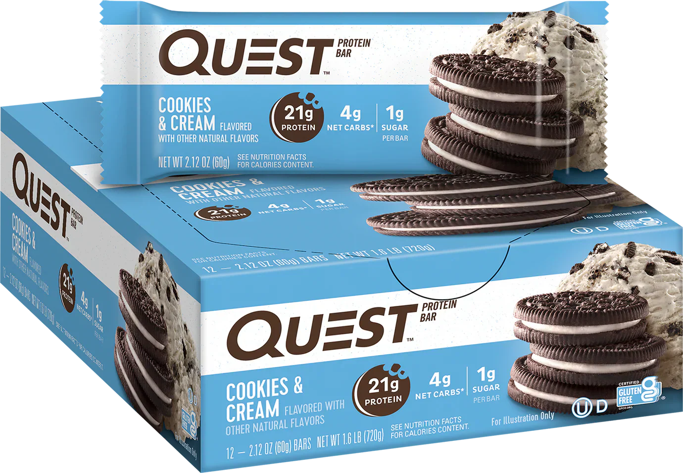 Quest Bar - 12 x 60 g Cookies and Cream (Kopia)