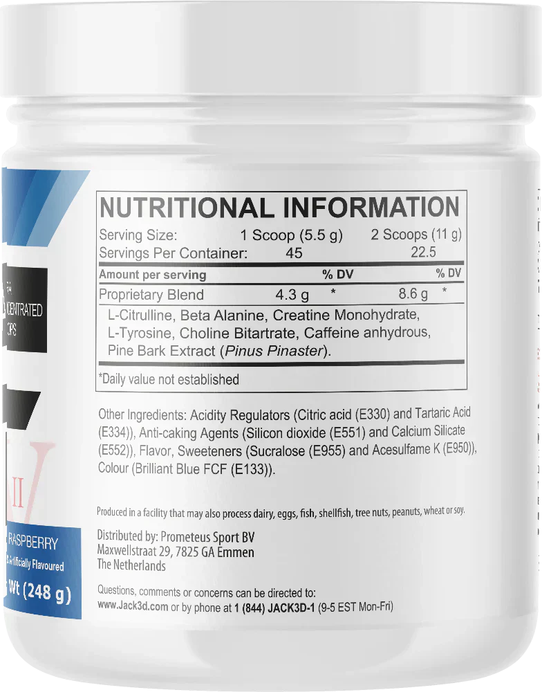 Jack3d Advanced Pre-workout Blue Raspberry