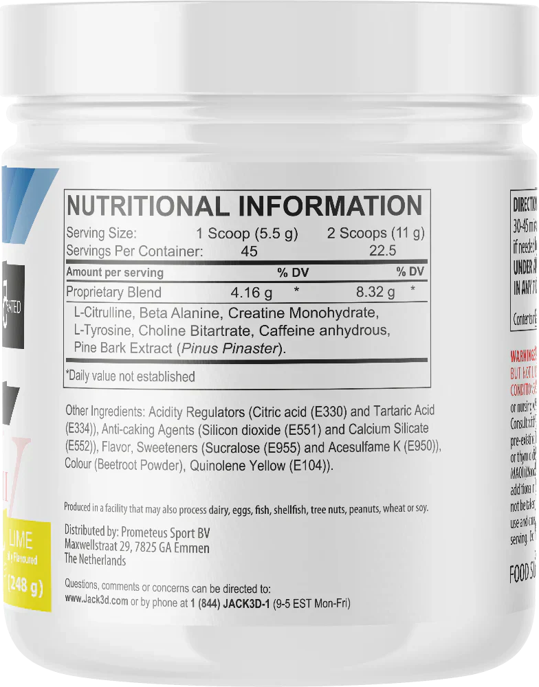 Jack3d Advanced Pre-workout Lemon Lime
