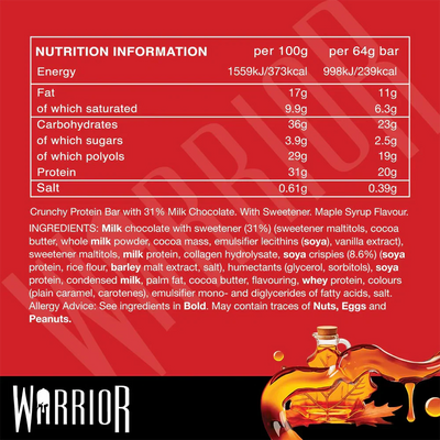 Warrior Crunch Bar - 12 x 64 g Canadian Maple Syrup