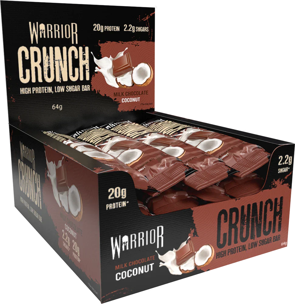 Warrior Crunch Bar - 12 x 64 g Milk Chocolate Coconut