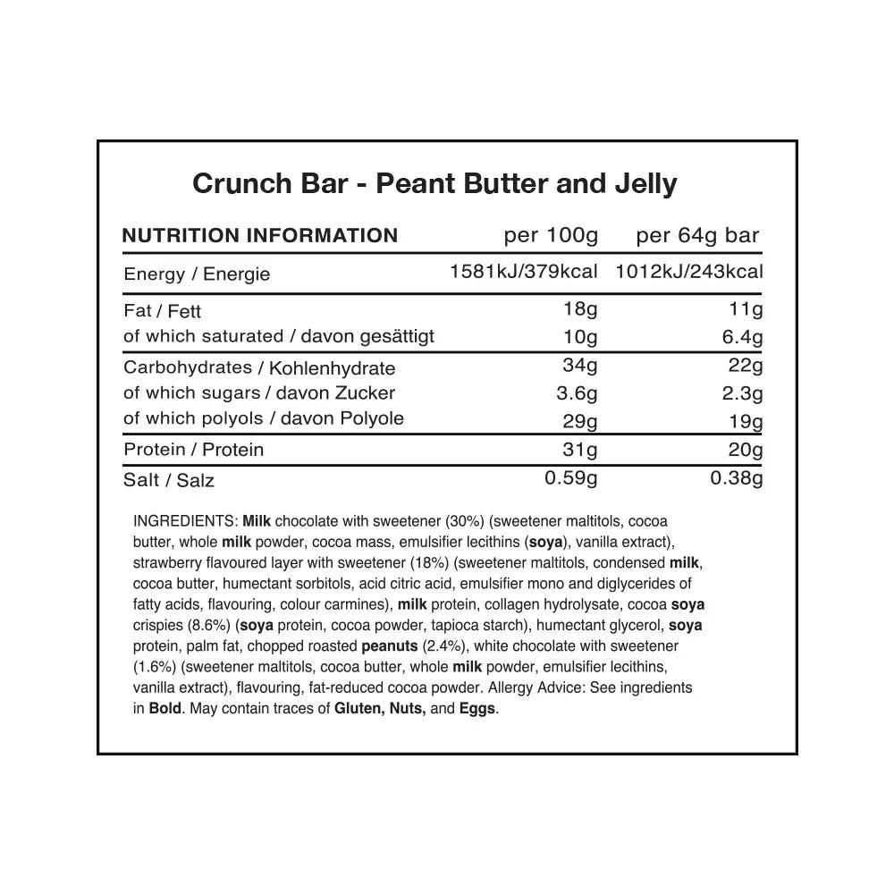 Warrior Crunch Bar - 12 x 64 g Peanut Butter Jelly