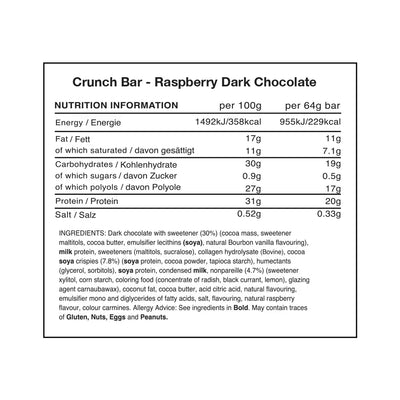 Warrior Crunch Bar - 12 x 64 g Raspberry Dark Chocolate