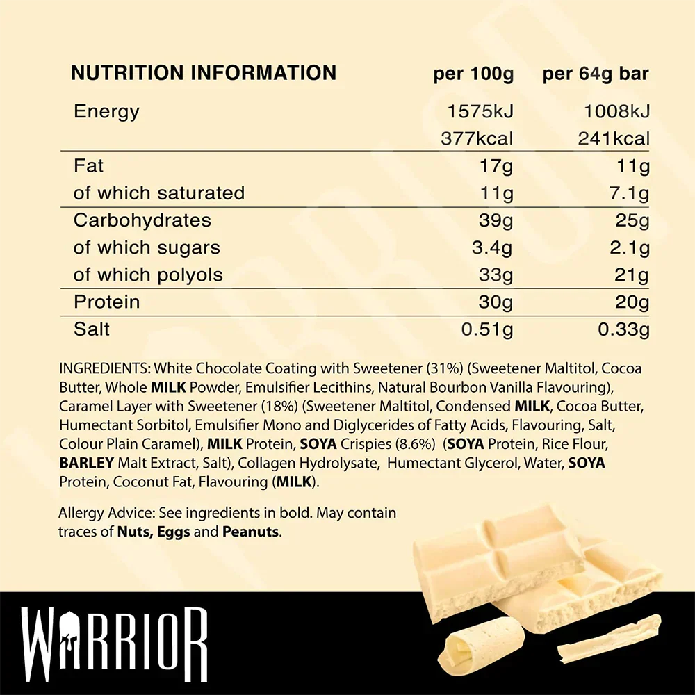 Warrior Crunch Bar - 12 x 64 g White Chocolate Blondie