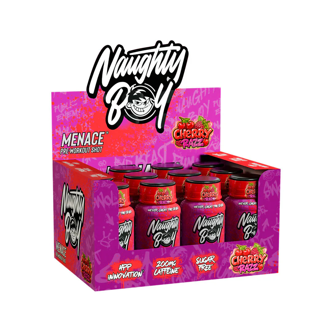 Naughty Boy Menace Pre-workout Shot - 12 x 60 ml Cherry Razz