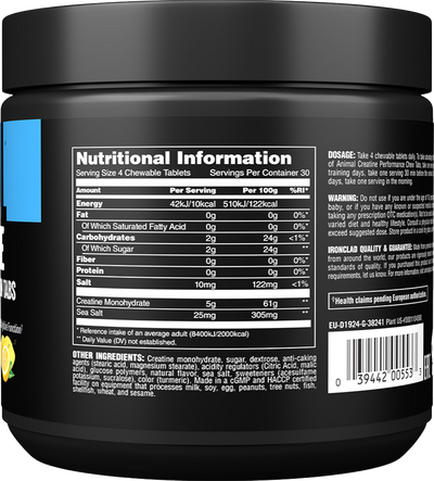 Animal Creatine Chews - 120 tabs Lemon Ice