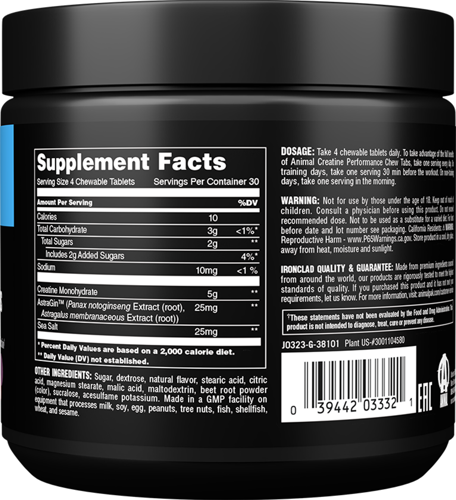 Animal Creatine Chews - 120 tabs Grape