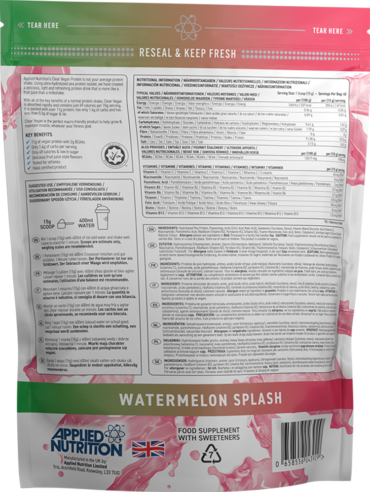 Applied Nutrition Clear Vegan Protein - 600 g