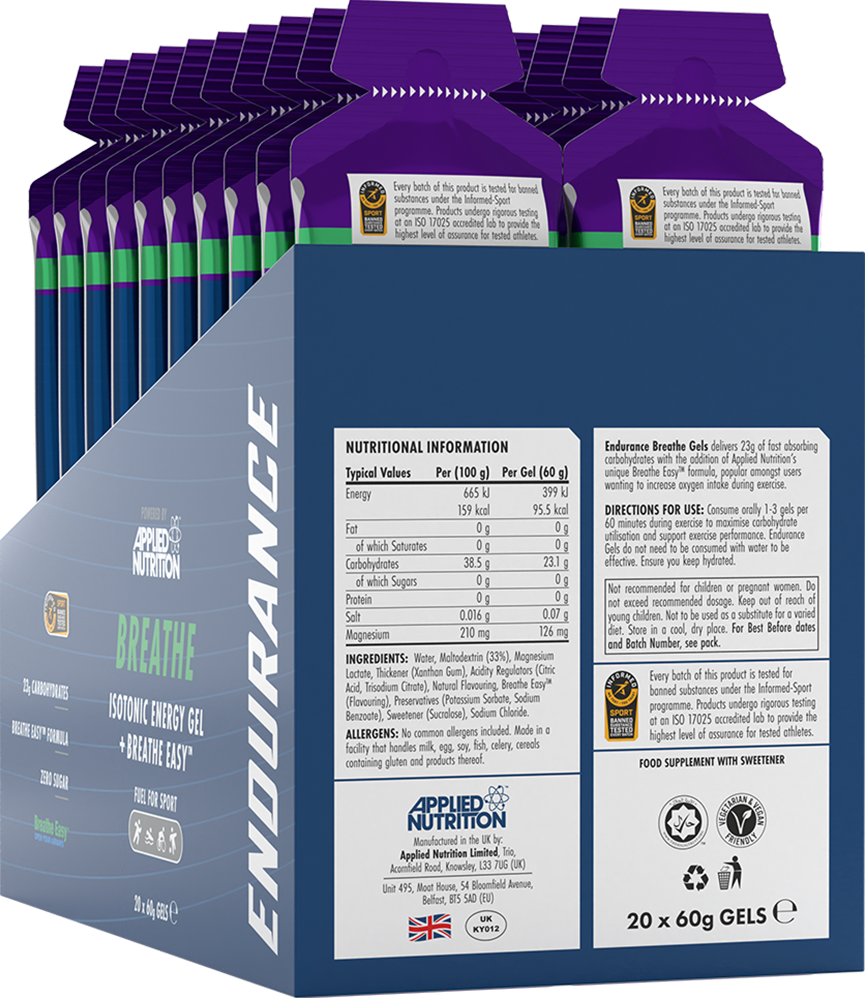 Applied Nutrition Breathe Isotonic Energy Gel - 20 x 60 ml Blackcurrant