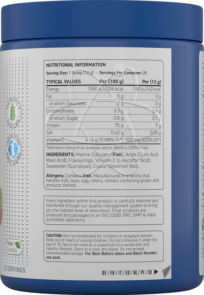 Applied Nutrition Marine Collagen Powder - 300 g Strawberry Raspberry