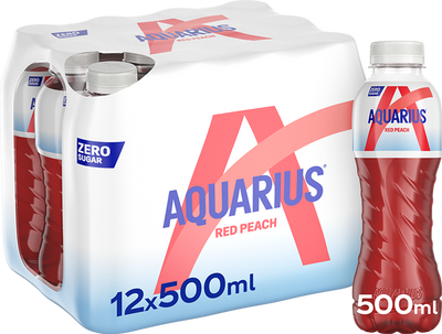Aquarius Zero Sugar - 12 x 500 ml - Red Peach