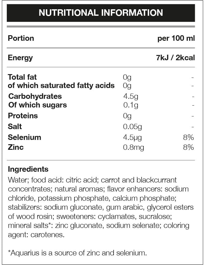 Aquarius Zero Sugar - 12 x 500 ml - Red Peach