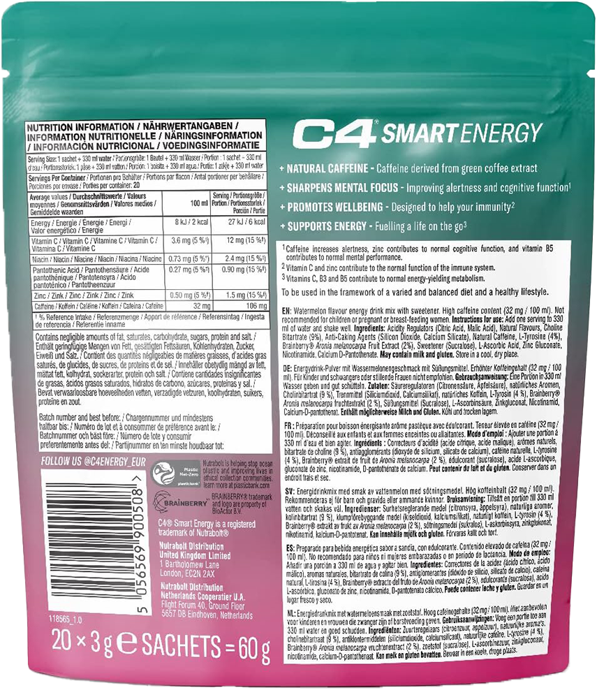 C4 Smart Energy Powder - 20 sachets Watermelon Burst