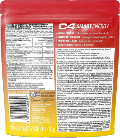 C4 Smart Energy Powder - 20 sachets Red Berry Yuzu