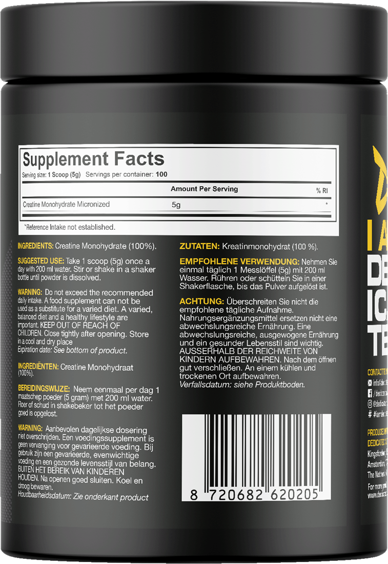 Dedicated Nutrition Premium Micronised Creatine Monohydrate - 500 g