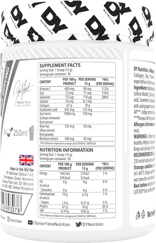 Dorian Yates Nutrition Collagen Complex - 300 g - Grape