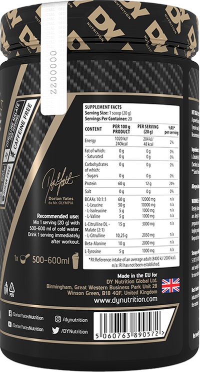 Dorian Yates Nutrition HIT BCAA 10:1:1 - 400 g Peach