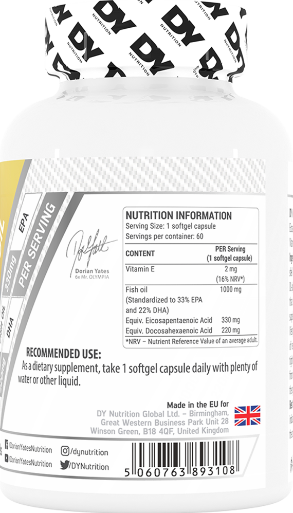 Dorian Yates Nutrition Omega 3 Fish Oil - 60 gels