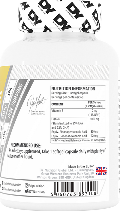 Dorian Yates Nutrition Omega 3 Fish Oil - 60 gels