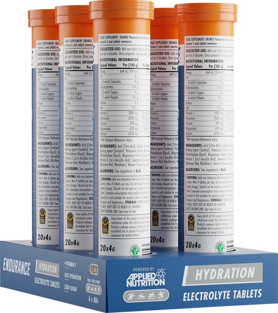 Applied Nutrition Endurance Hydro Tabs - 6 x 20 tabs - Orange
