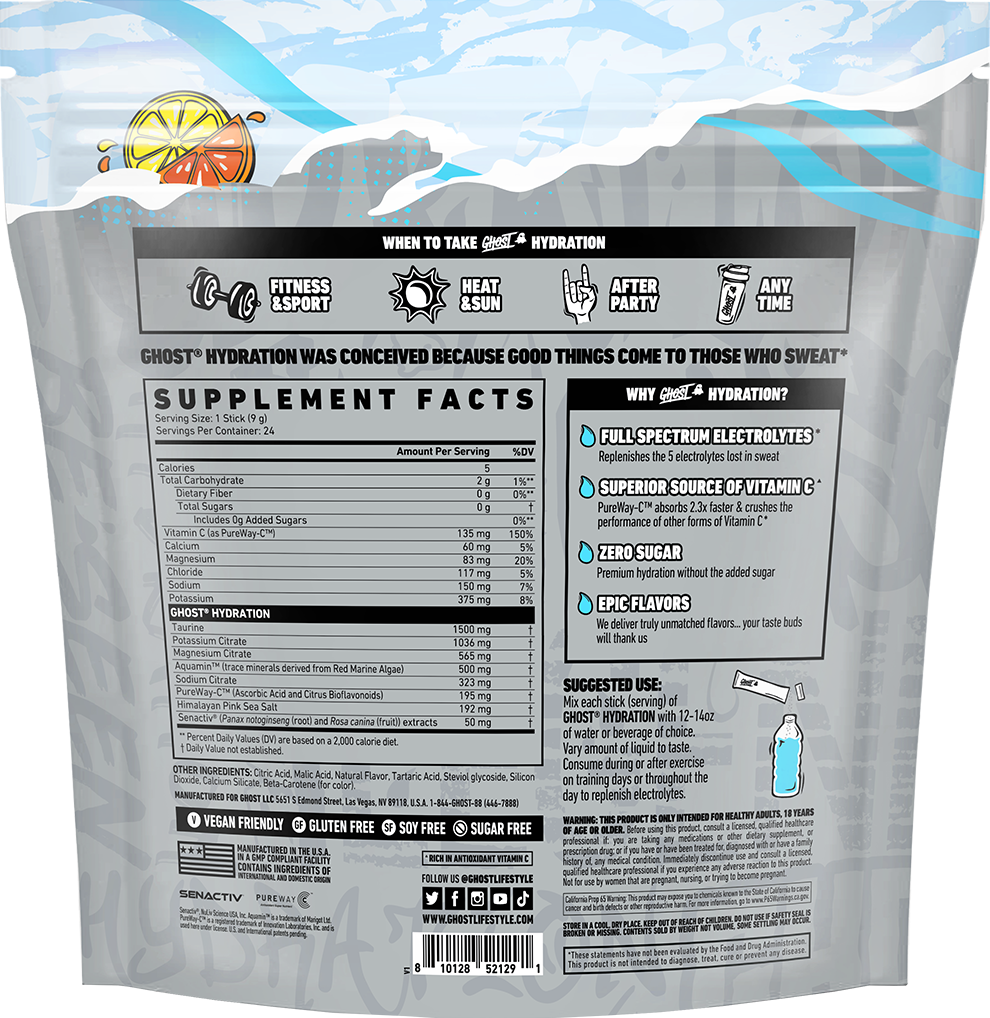 Ghost Hydration Sticks - 24 servings - Lemon Crush