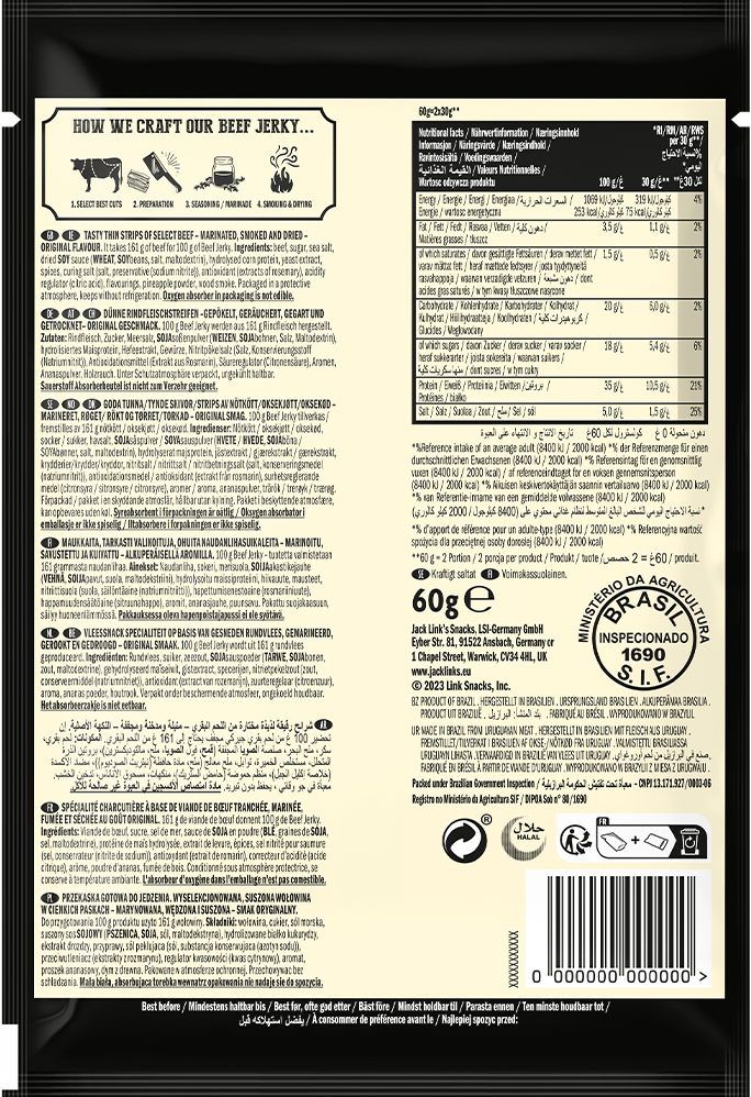 Jack Link's Beef Jerky - 12 x 60 g Teriyaki