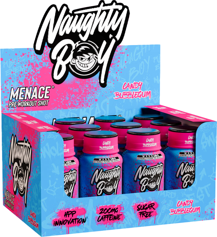 Naughty Boy Menace Pre-workout Shot - 12 x 60 ml Candy Bubblegum (Kopia)