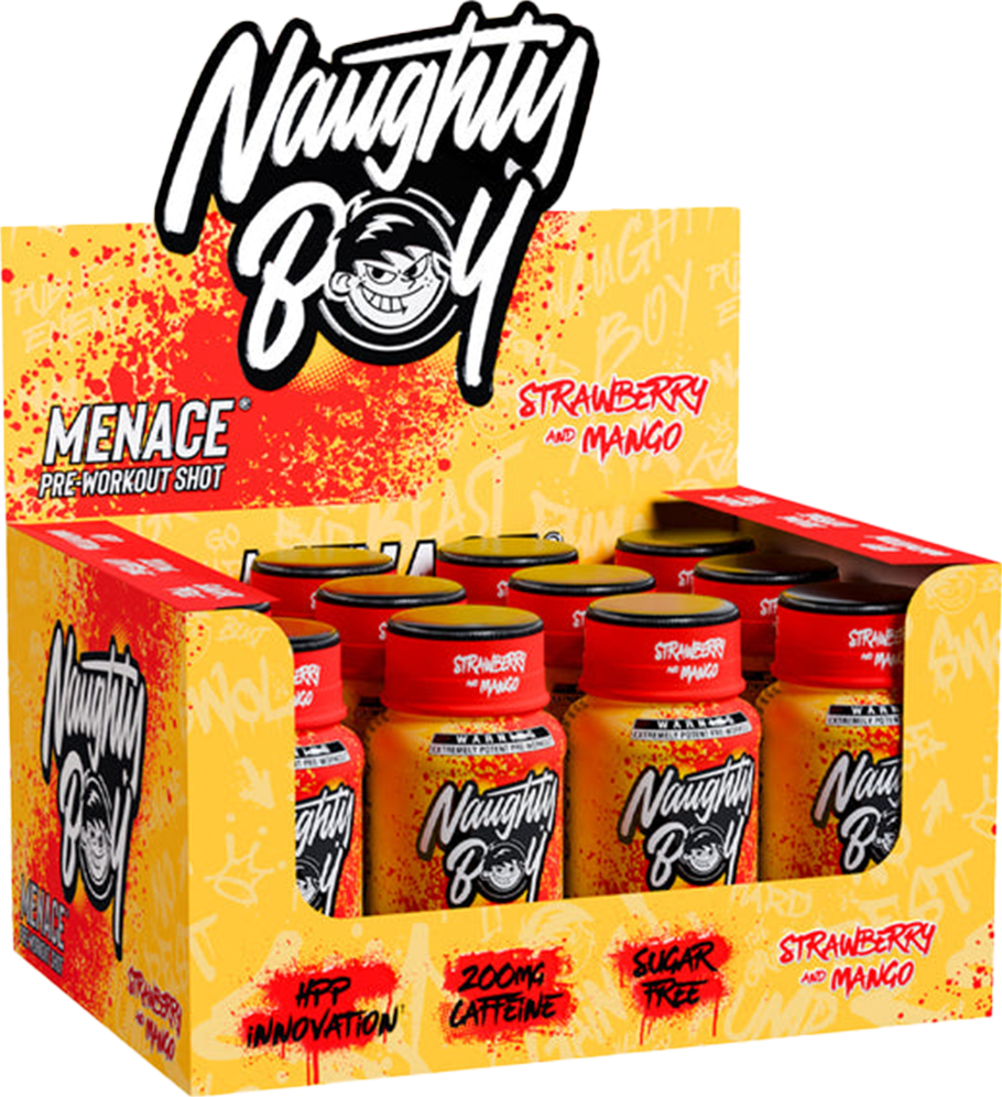 Naughty Boy Menace Pre-workout Shot - 12 x 60 ml Strawberry Mango