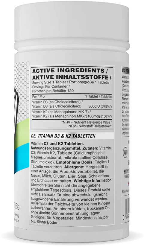 Naughty Boy Vitamin D3+K2 - 120 tabs