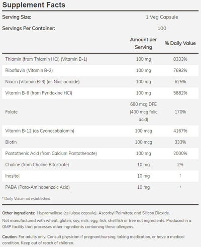 NOW Foods NOW0436 Vitamin B-100 - 100 veg caps
