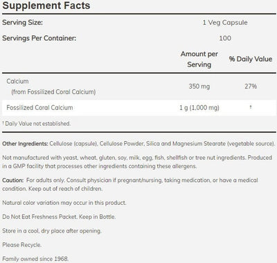 NOW Foods NOW1279 Coral Calcium 1000 mg - 250 veg caps