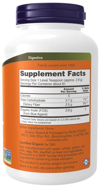 NOW Foods NOW2944 Inulin Powder Organic - 227 g