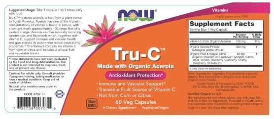 NOW Foods NOW707 Tru-C with Acerola - 60 veg caps