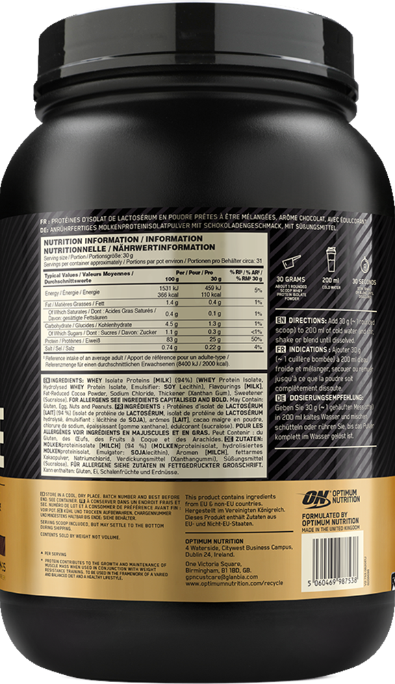 Optimum Nutrition Gold Standard 100% Isolate - 930 g