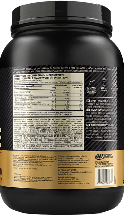 Optimum Nutrition Gold Standard 100% Isolate - 930 g