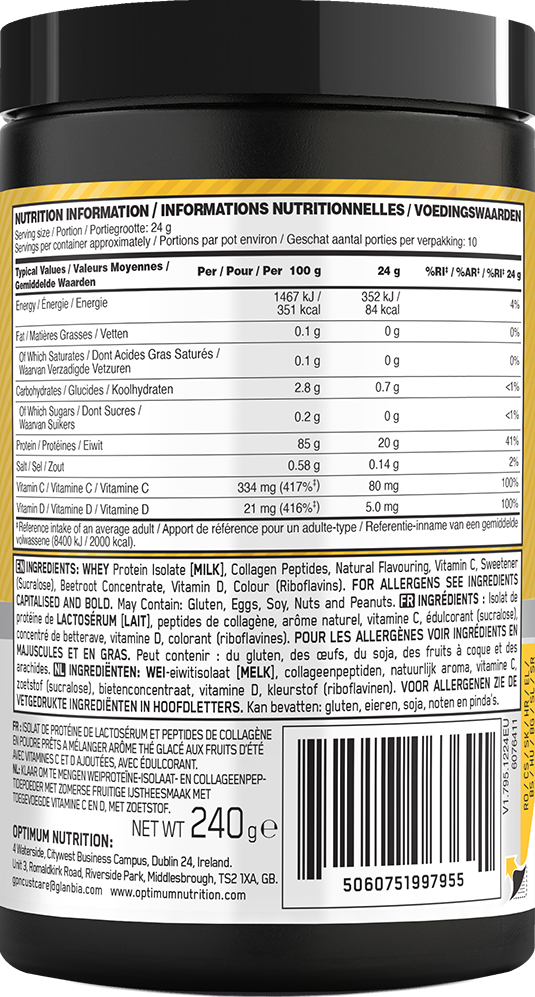 Optimum Nutrition Gold Standard Clear Whey + Collagen - 240 g