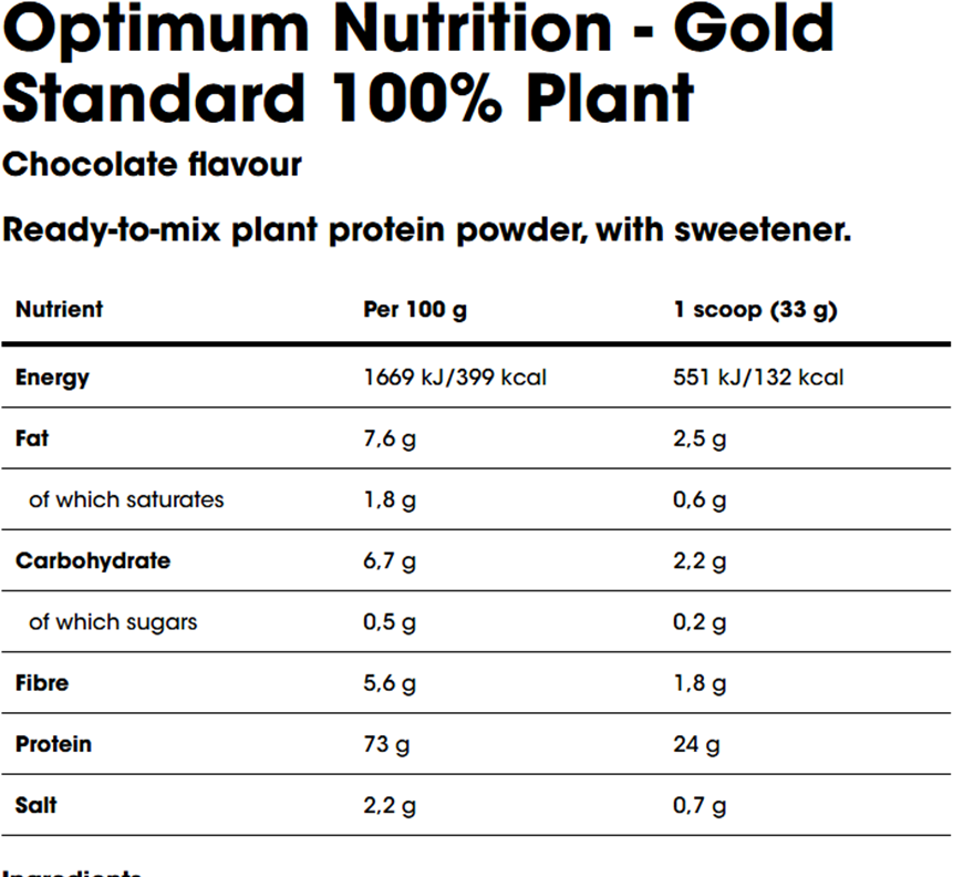 Optimum Nutrition Gold Standard 100% Plant Protein - 684 g Chocolate