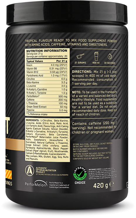 Optimum Nutrition Gold Standard Pre-Workout Advanced - 400 g Tropical